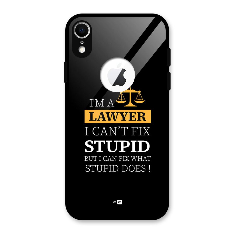 Fix Stupid Case Glass Back Case for iPhone XR Logo Cut