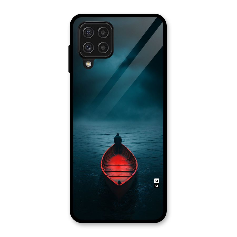 Floating Boat Glass Back Case for Galaxy A22 4G