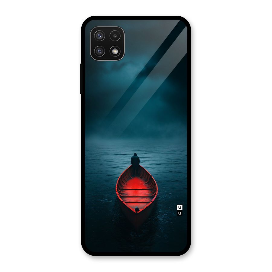 Floating Boat Glass Back Case for Galaxy A22 5G