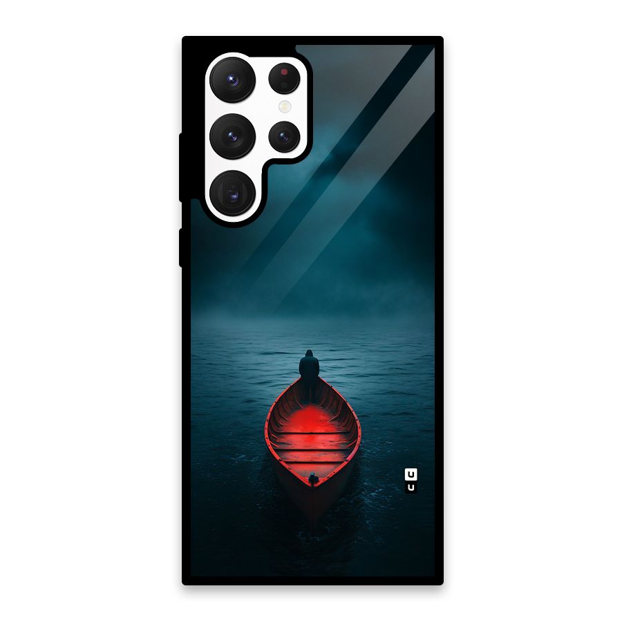 Floating Boat Glass Back Case for Galaxy S22 Ultra 5G