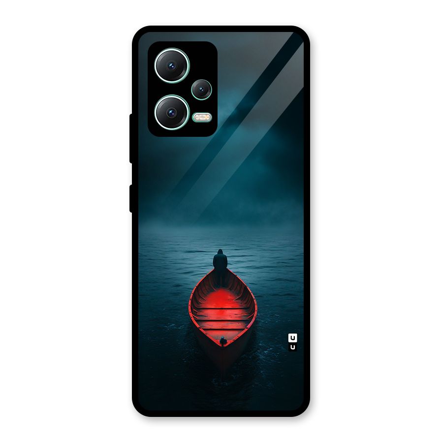 Floating Boat Glass Back Case for Redmi Note 12 5G