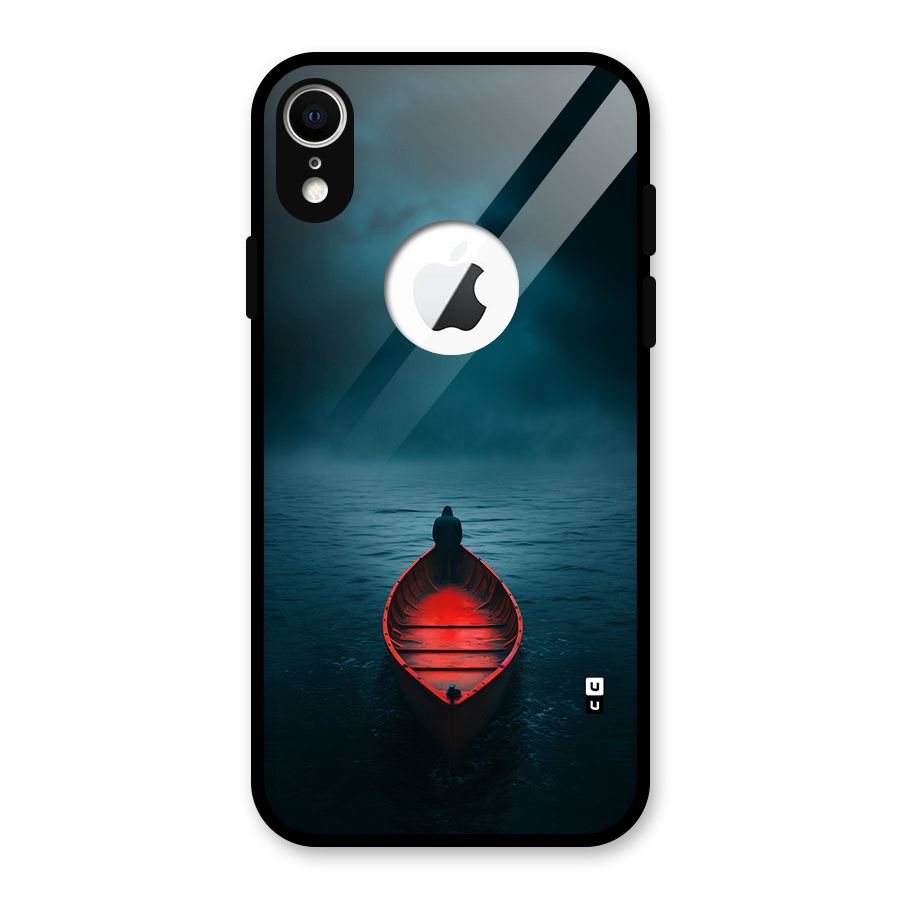 Floating Boat Glass Back Case for iPhone XR Logo Cut