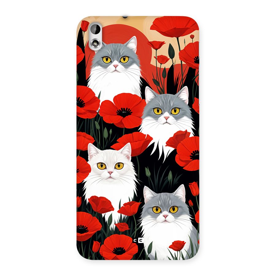 Floral Cat Back Case for Desire 816g