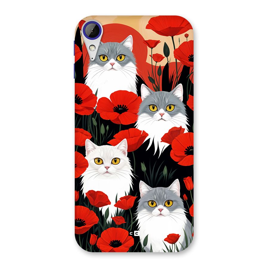 Floral Cat Back Case for Desire 830