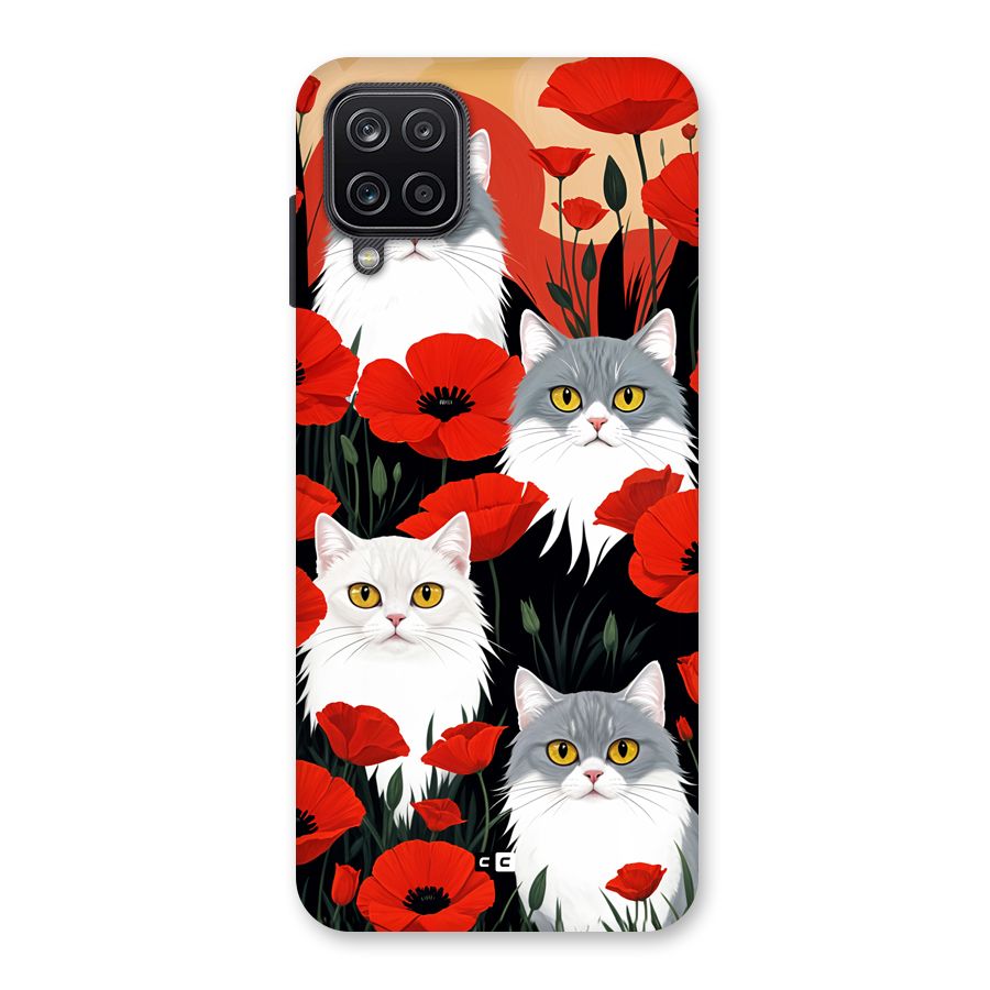 Floral Cat Back Case for Galaxy A12