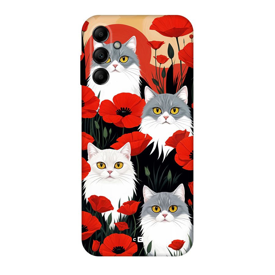 Floral Cat Back Case for Galaxy A14 5G