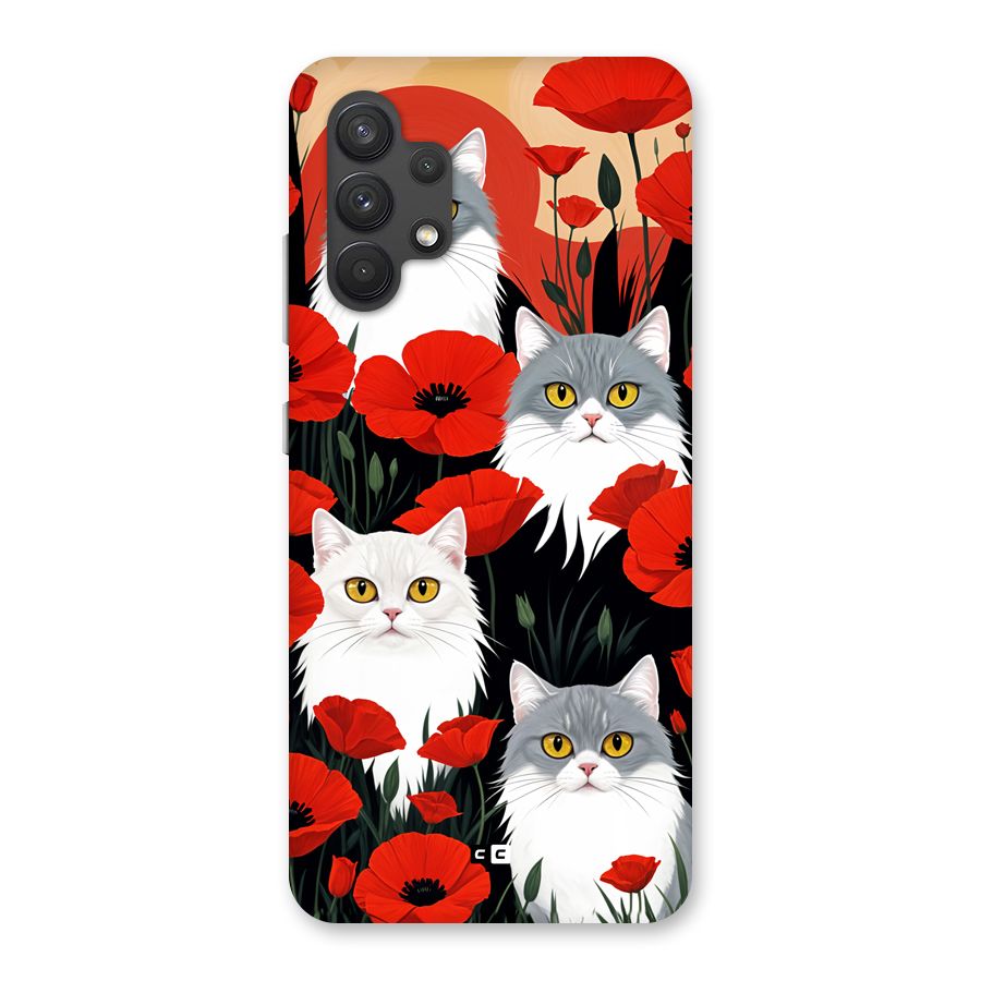 Floral Cat Back Case for Galaxy A32