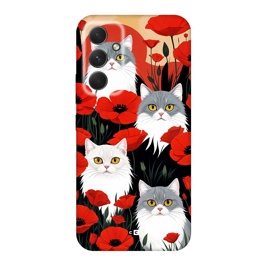 Floral Cat Back Case for Galaxy A54
