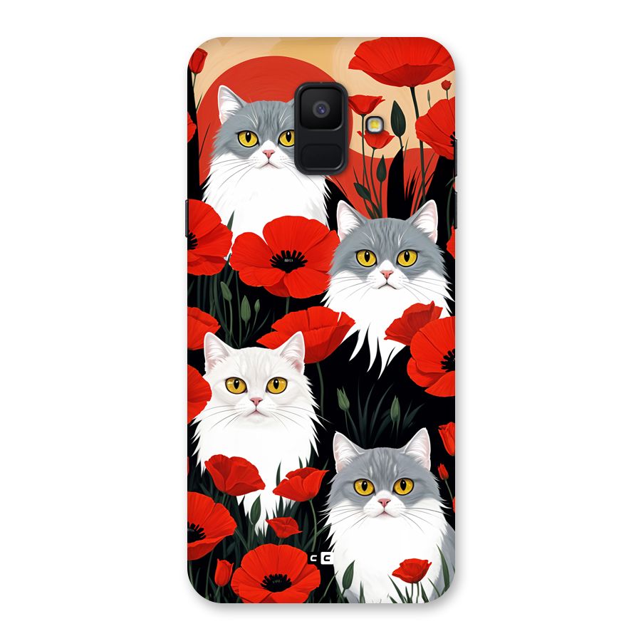 Floral Cat Back Case for Galaxy A6 (2018)