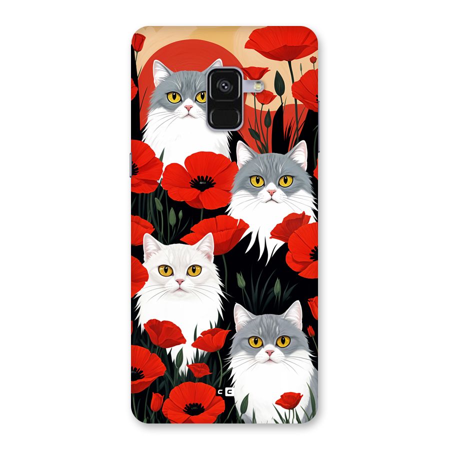 Floral Cat Back Case for Galaxy A8 Plus