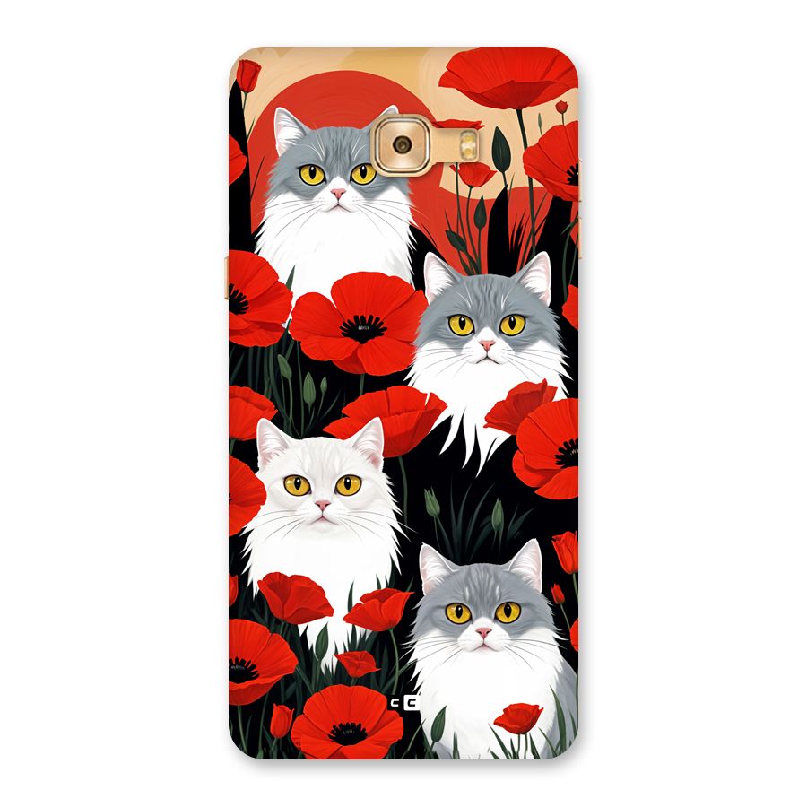 Floral Cat Back Case for Galaxy C9 Pro