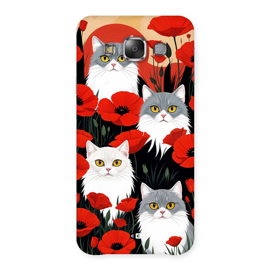 Floral Cat Back Case for Galaxy E7