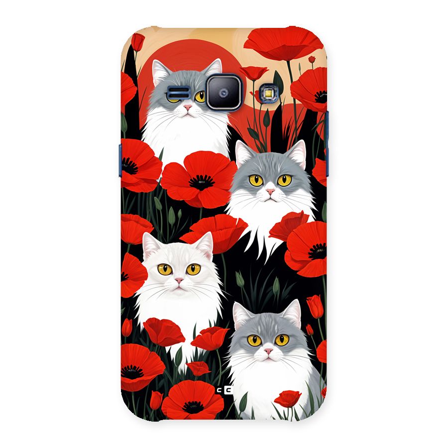 Floral Cat Back Case for Galaxy J1