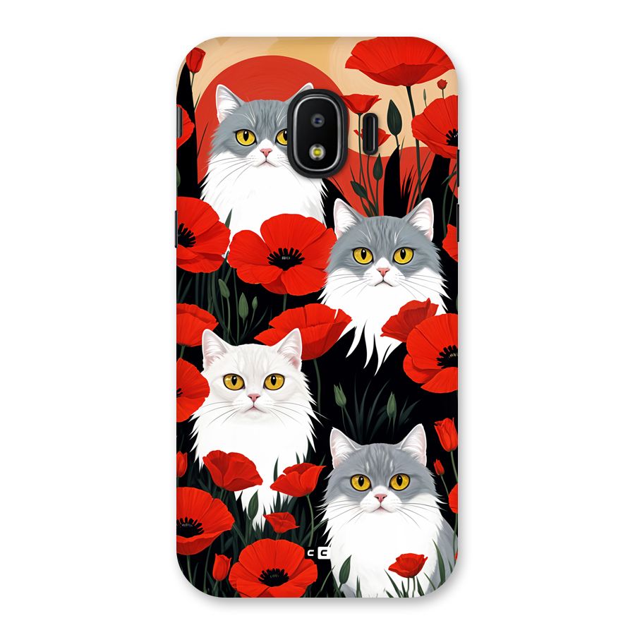 Floral Cat Back Case for Galaxy J2 Pro 2018