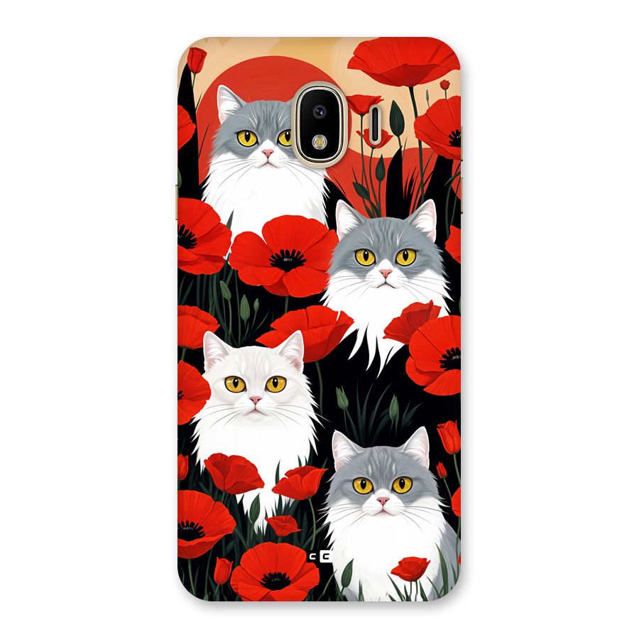 Floral Cat Back Case for Galaxy J4