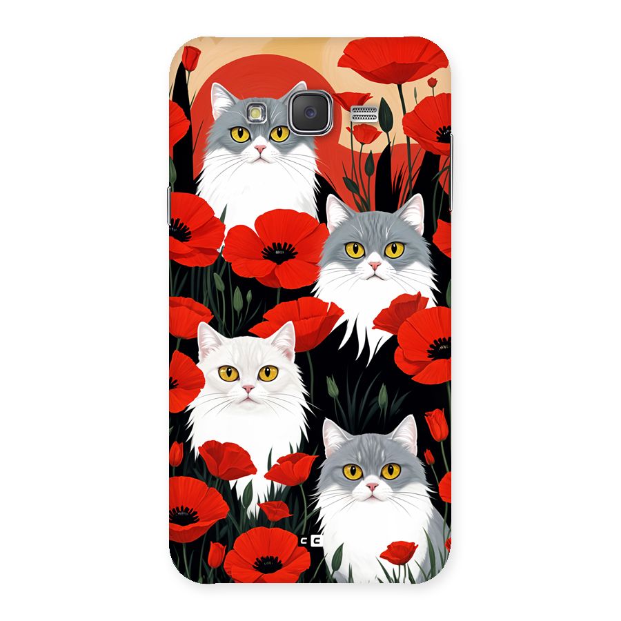 Floral Cat Back Case for Galaxy J7