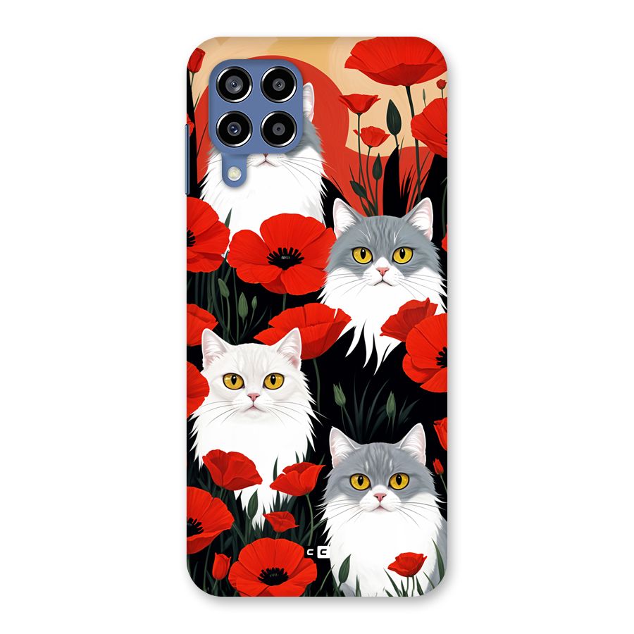 Floral Cat Back Case for Galaxy M53 5G