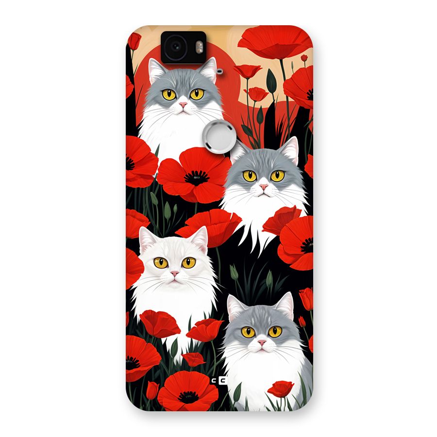 Floral Cat Back Case for Google Nexus 6P