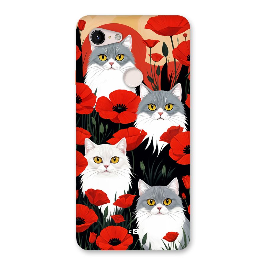 Floral Cat Back Case for Google Pixel 3 XL