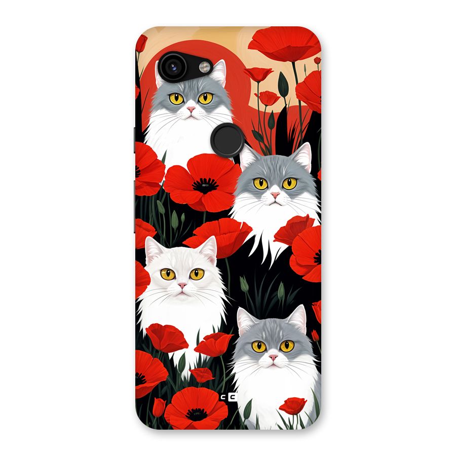 Floral Cat Back Case for Google Pixel 3a