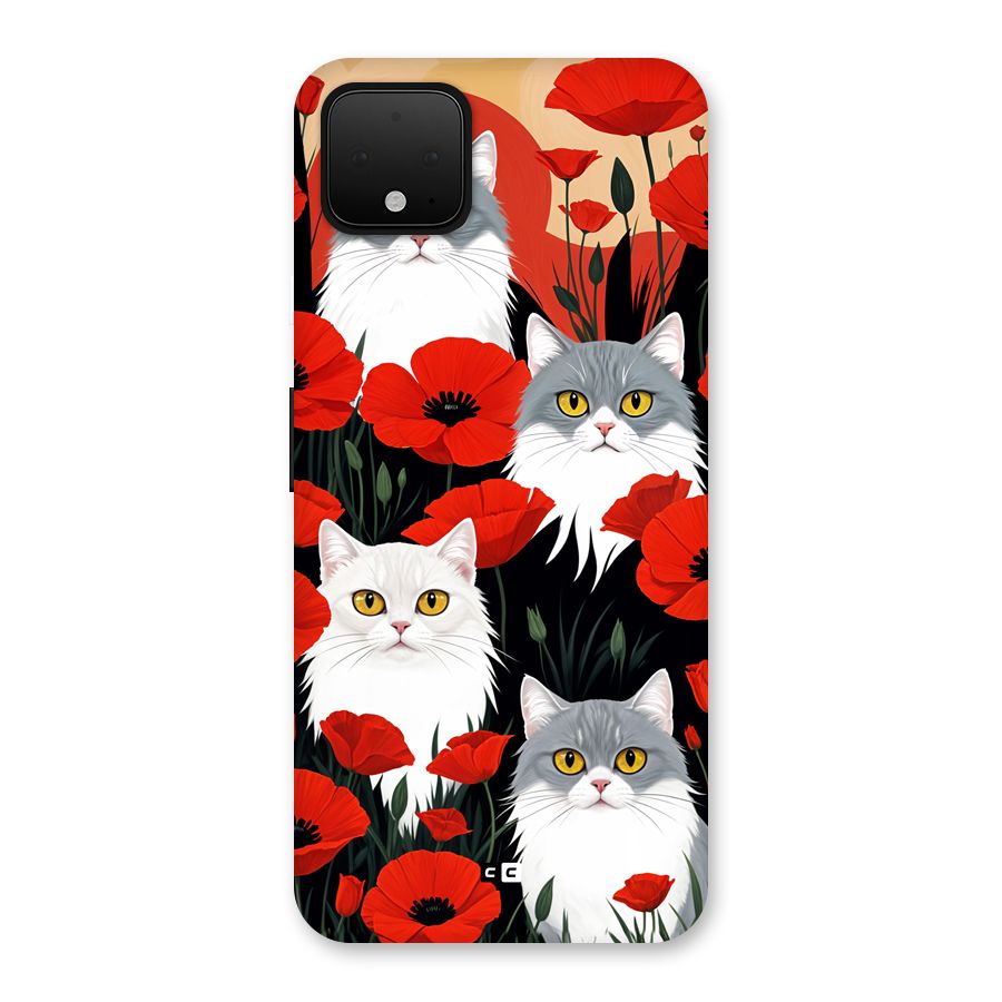 Floral Cat Back Case for Google Pixel 4 XL