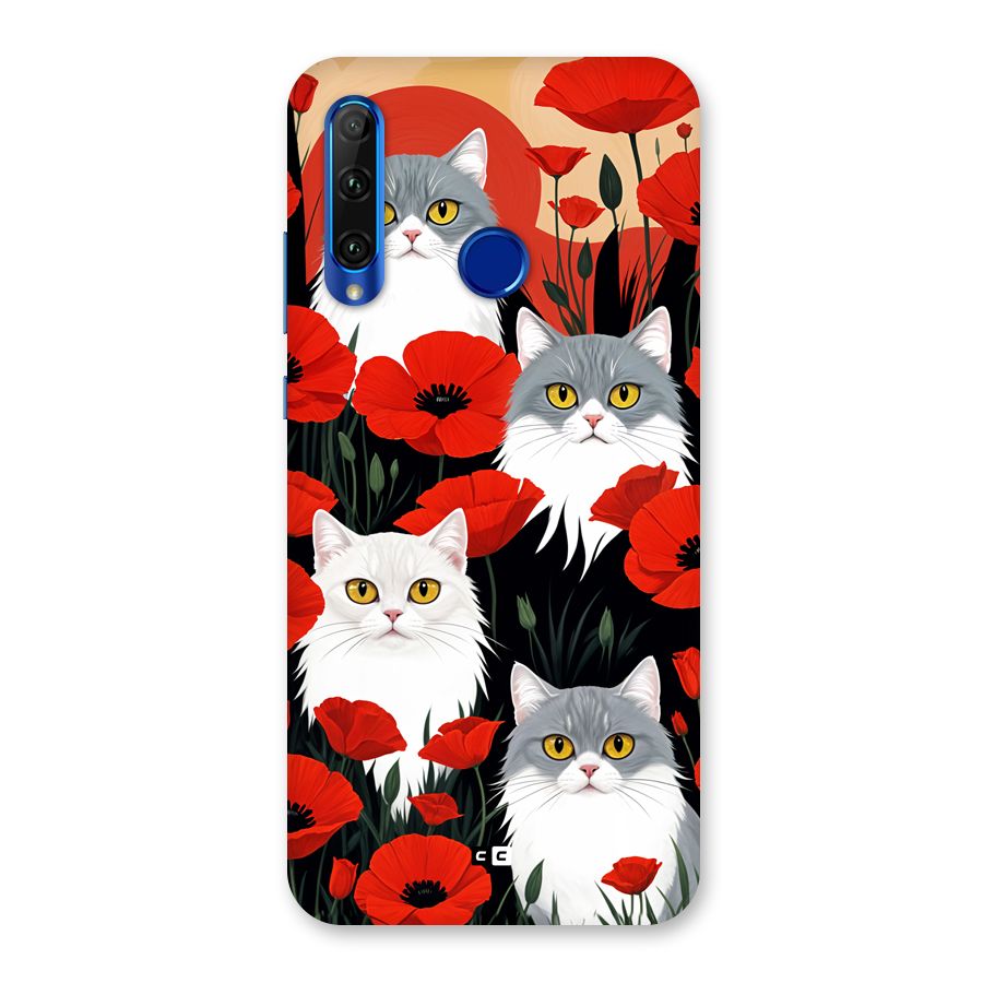 Floral Cat Back Case for Honor 20i
