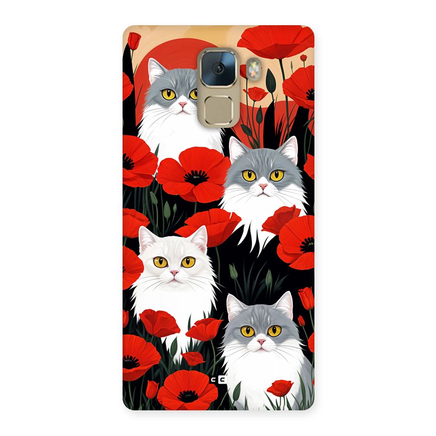 Floral Cat Back Case for Honor 7