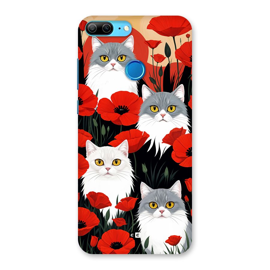 Floral Cat Back Case for Honor 9 Lite