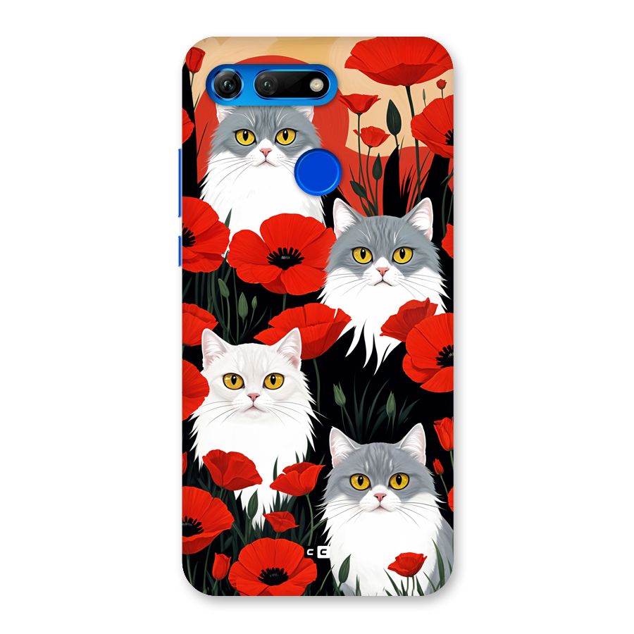 Floral Cat Back Case for Honor View 20