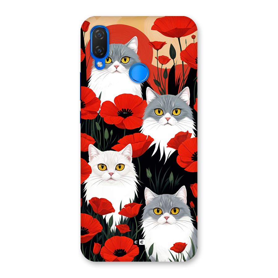 Floral Cat Back Case for Huawei Nova 3i