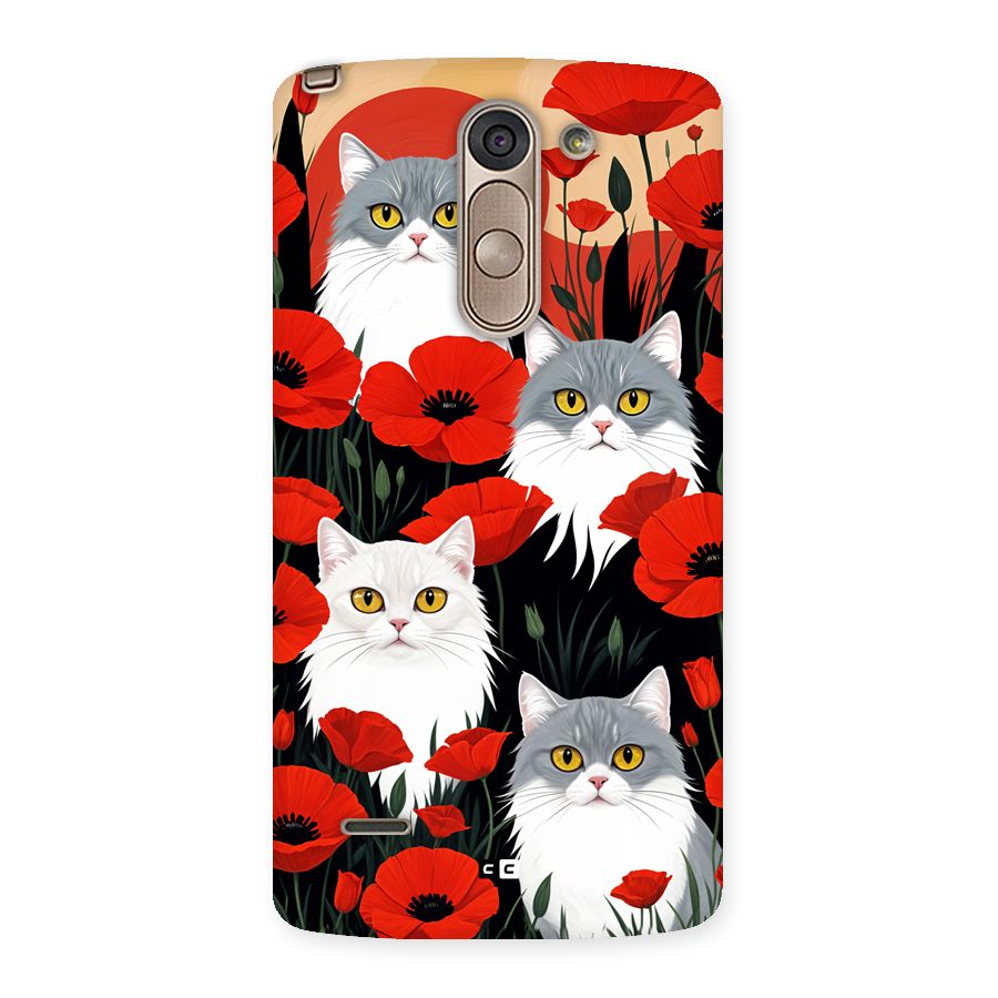 Floral Cat Back Case for LG G3 Stylus
