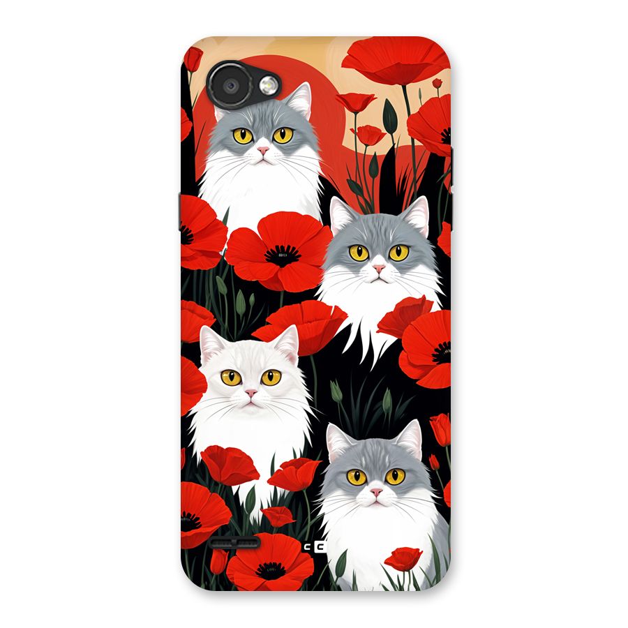 Floral Cat Back Case for LG Q6