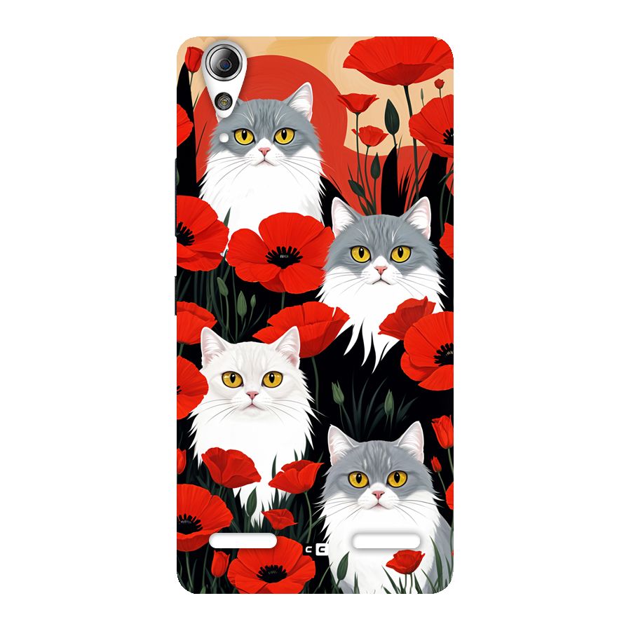 Floral Cat Back Case for Lenovo A6000 Plus