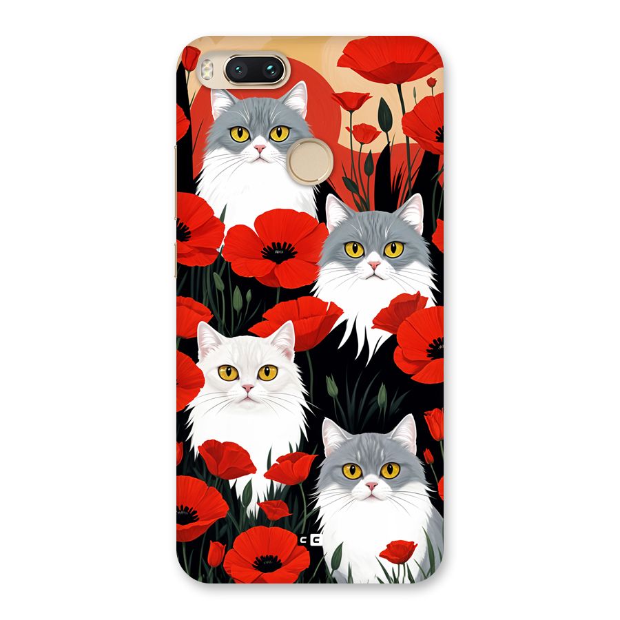 Floral Cat Back Case for Mi A1