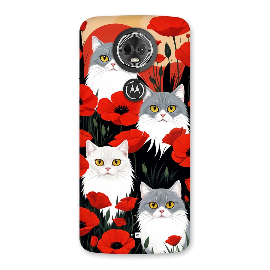 Floral Cat Back Case for Moto E5 Plus