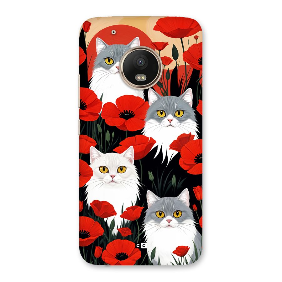 Floral Cat Back Case for Moto G5 Plus