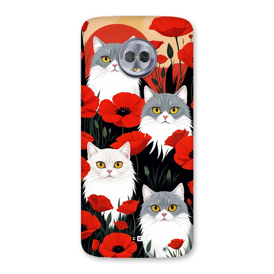 Floral Cat Back Case for Moto G6 Plus