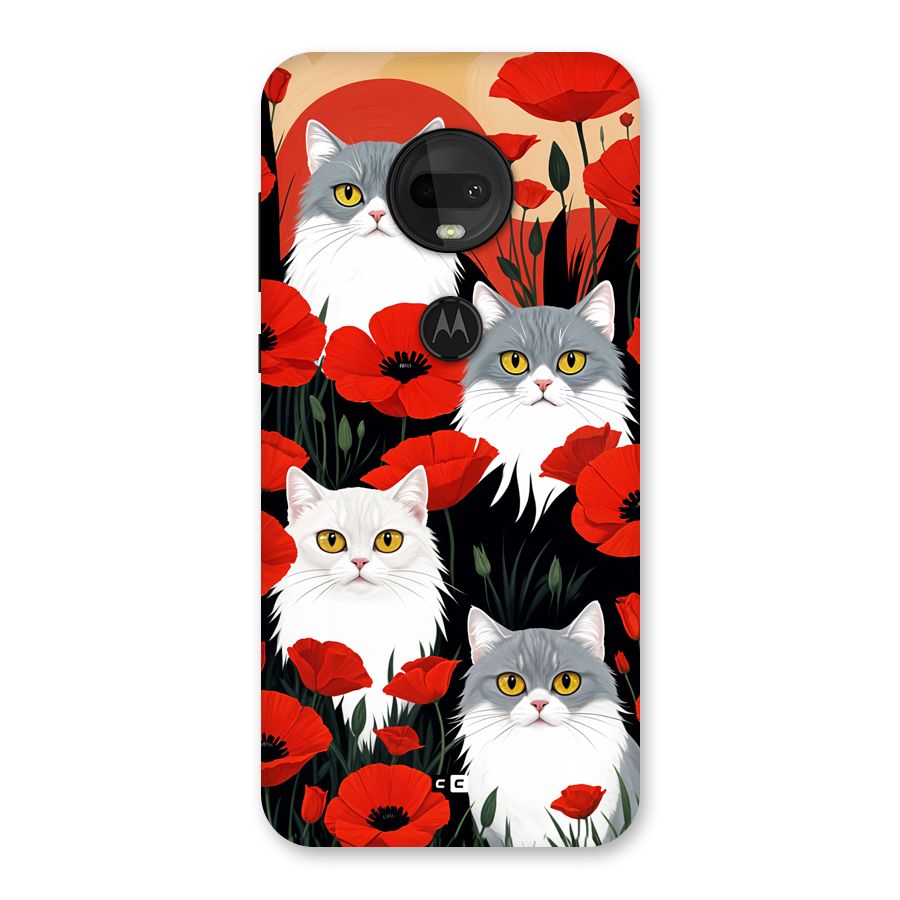 Floral Cat Back Case for Moto G7