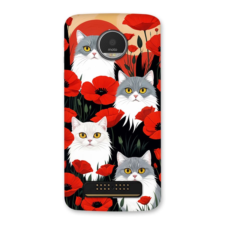 Floral Cat Back Case for Moto Z Play