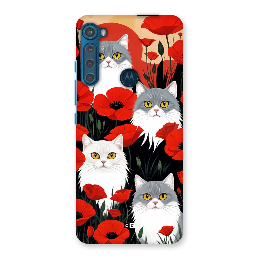 Floral Cat Back Case for Motorola One Fusion Plus