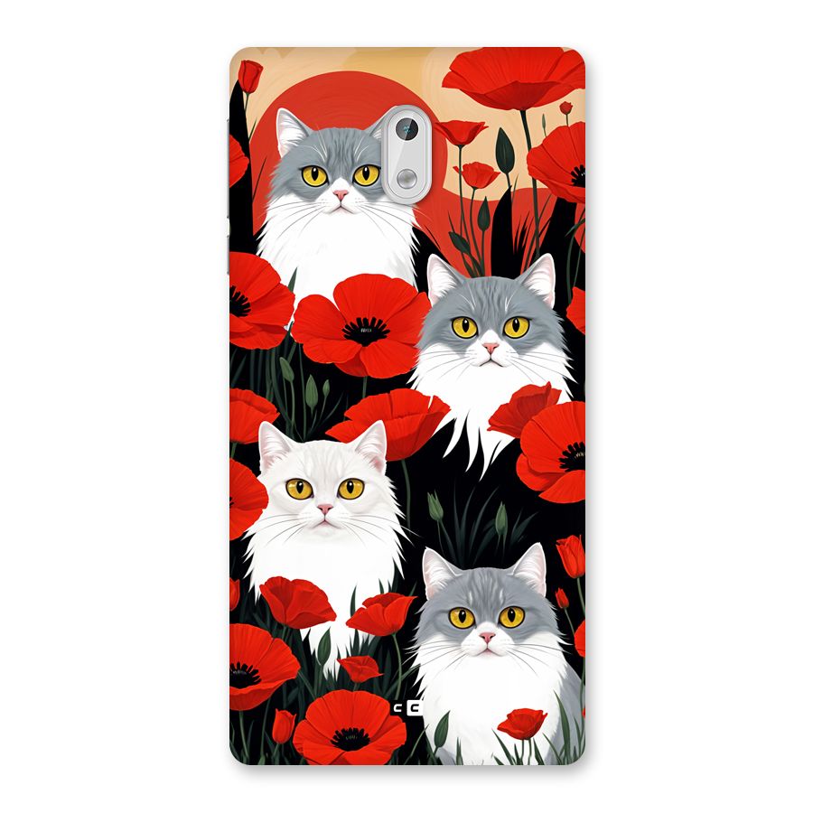Floral Cat Back Case for Nokia 3