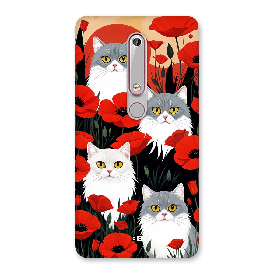 Floral Cat Back Case for Nokia 6.1