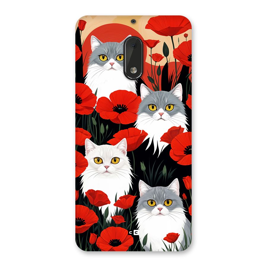 Floral Cat Back Case for Nokia 6
