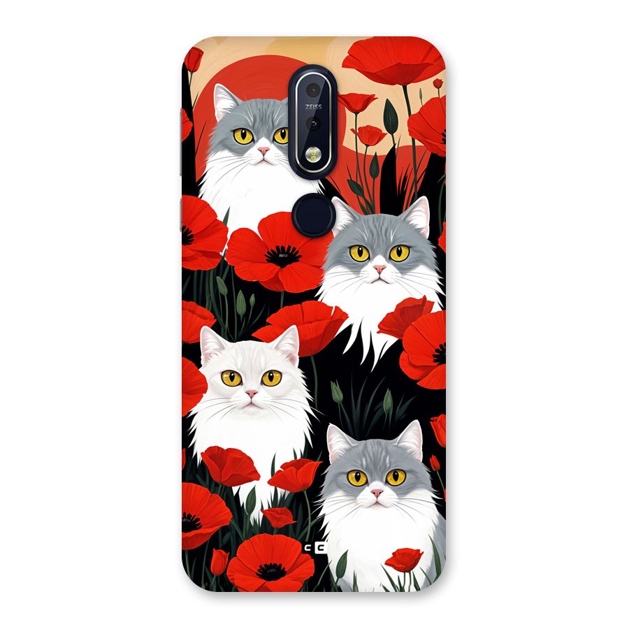 Floral Cat Back Case for Nokia 7.1