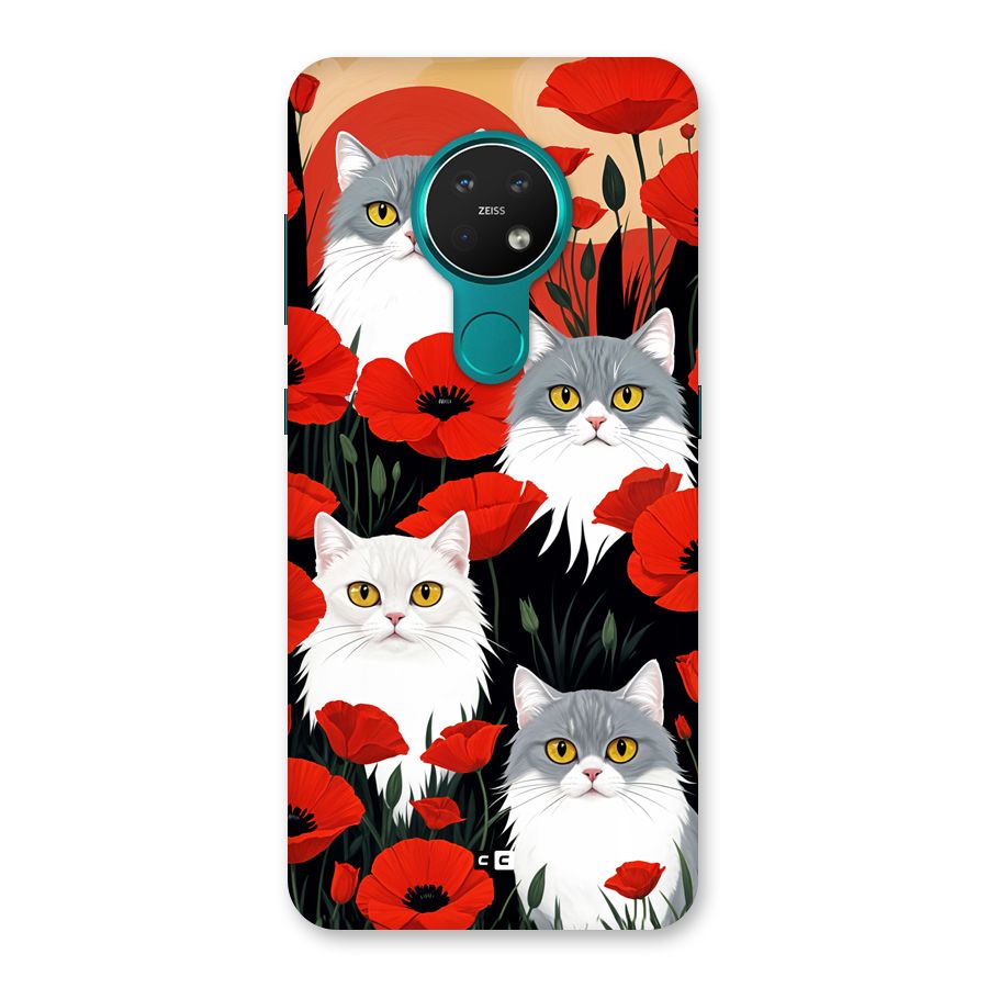 Floral Cat Back Case for Nokia 7.2