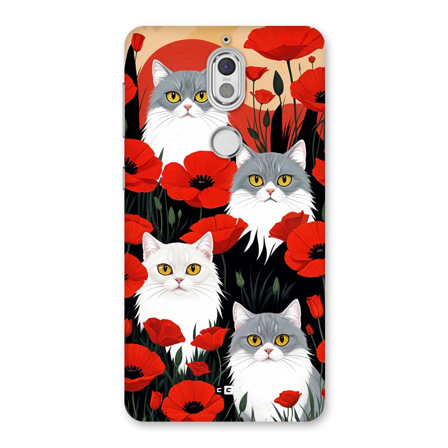 Floral Cat Back Case for Nokia 7