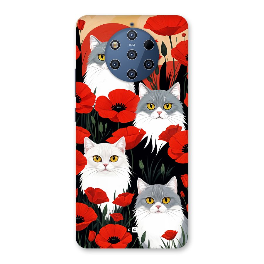 Floral Cat Back Case for Nokia 9 PureView
