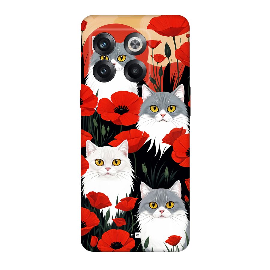 Floral Cat Back Case for OnePlus 10T