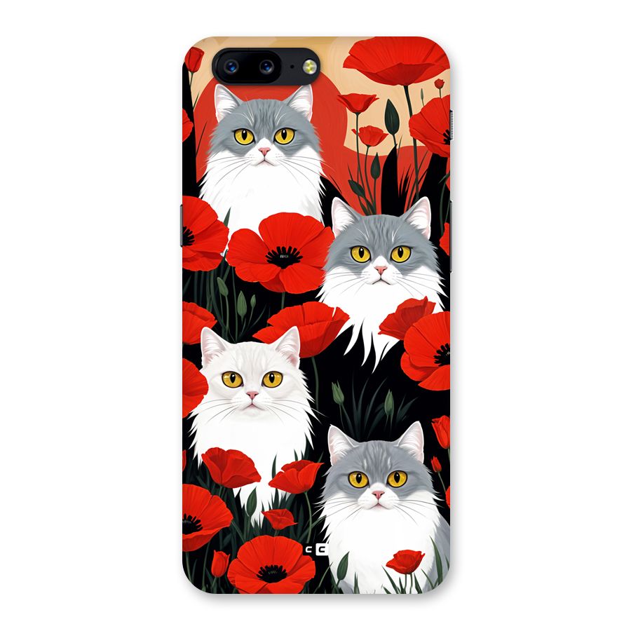 Floral Cat Back Case for OnePlus 5
