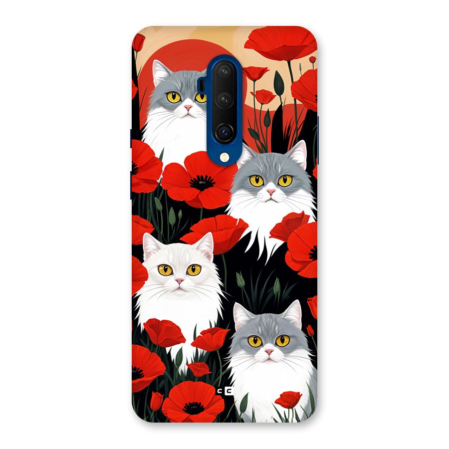 Floral Cat Back Case for OnePlus 7T Pro